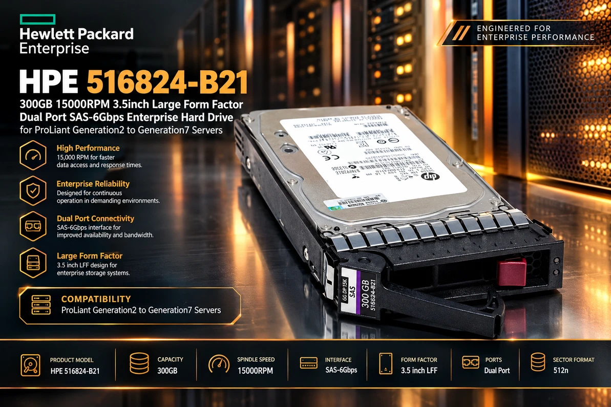 HPE 516824-B21: Unleashing Enterprise Storage Performance with 300GB 15K RPM SAS Technology