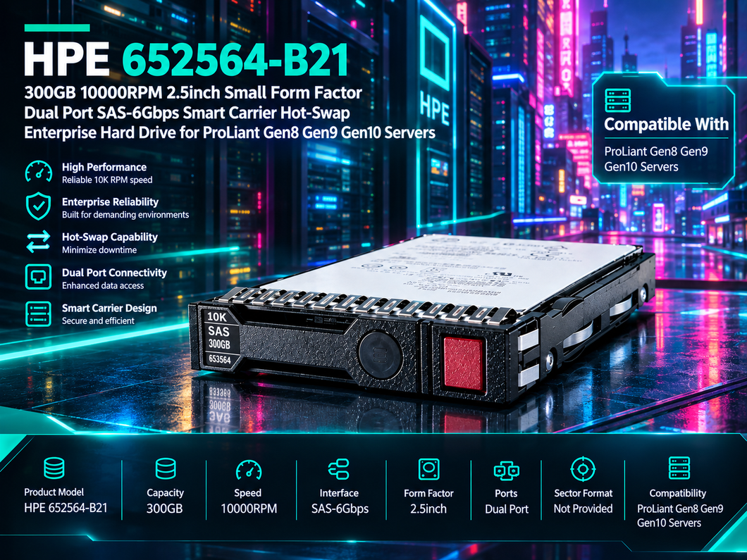 Powering Proven Performance: HPE 652564-B21 300GB 10K SAS Storage for Demanding ProLiant Servers