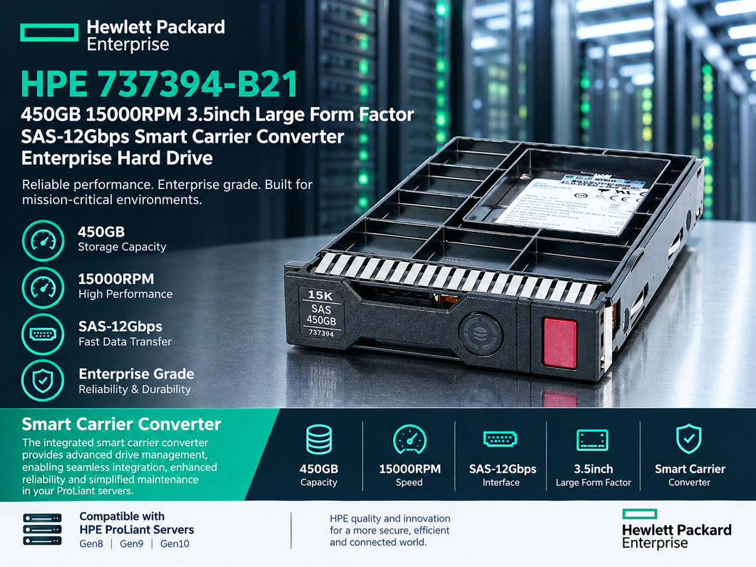 Unleash Enterprise Speed: The HPE 737394-B21 450GB 15K SAS Powerhouse for ProLiant Gen8, Gen9 & Gen10 Servers