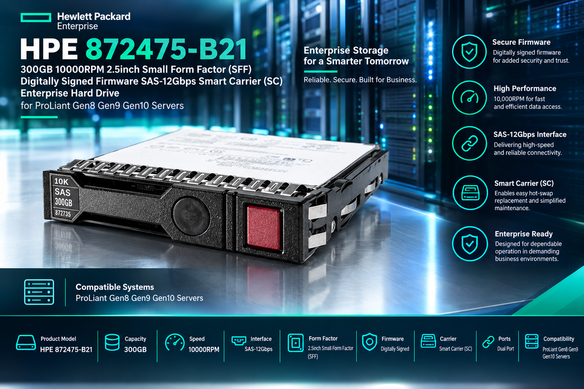 Power Meets Precision: HPE 872475-B21 300GB 10K SAS Enterprise Storage for ProLiant Servers