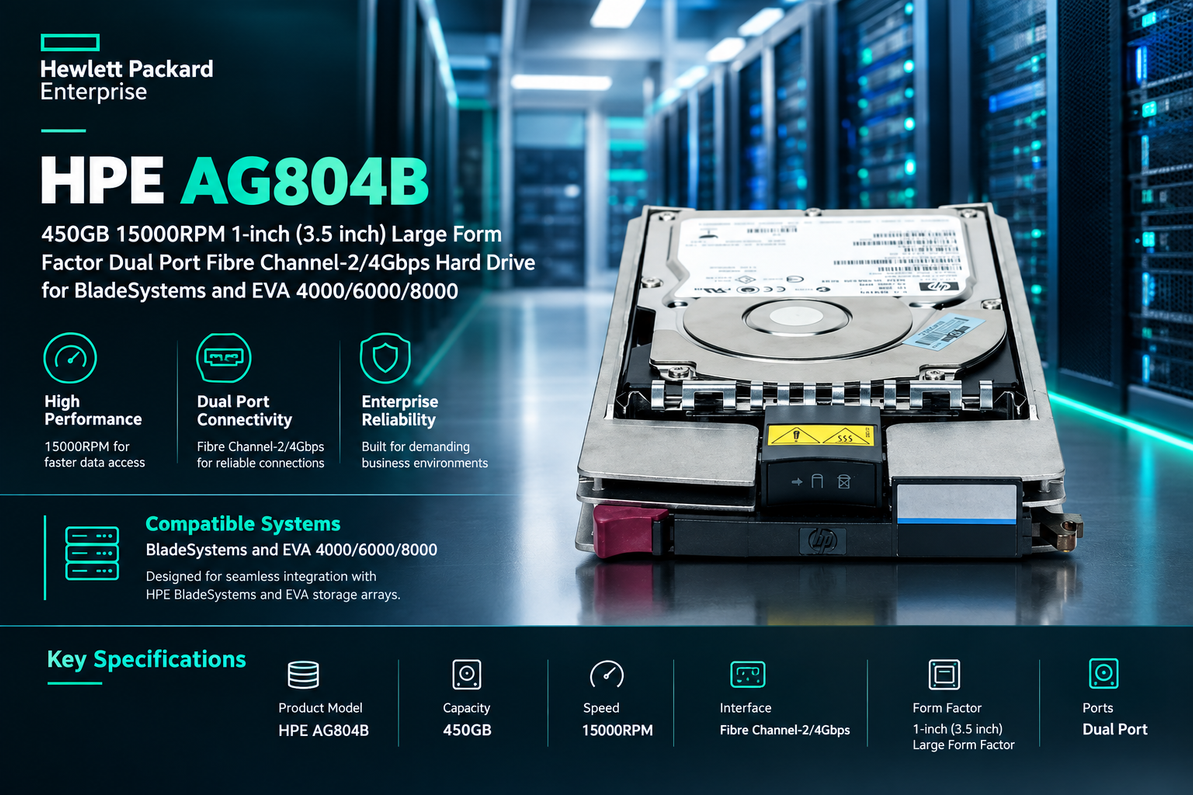 HPE AG804B 450GB 15K Fibre Channel Drive: Powering Legacy EVA Storage with Enterprise-Class Speed and Reliability