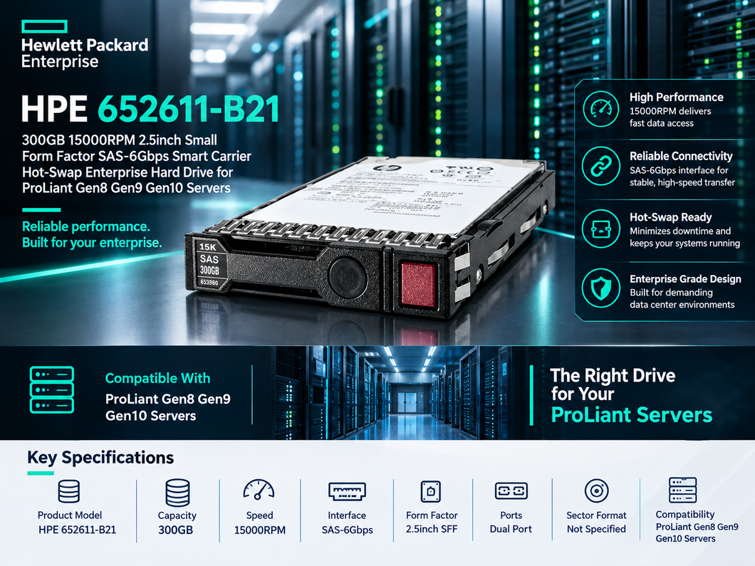 Engineered for Enterprise Speed: HPE 652611-B21 300GB SAS SmartDrive for ProLiant Servers