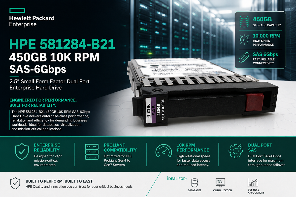 HPE 581284-B21 450GB 10K SAS: The Enterprise Speed Drive Built for ProLiant Legacy Power