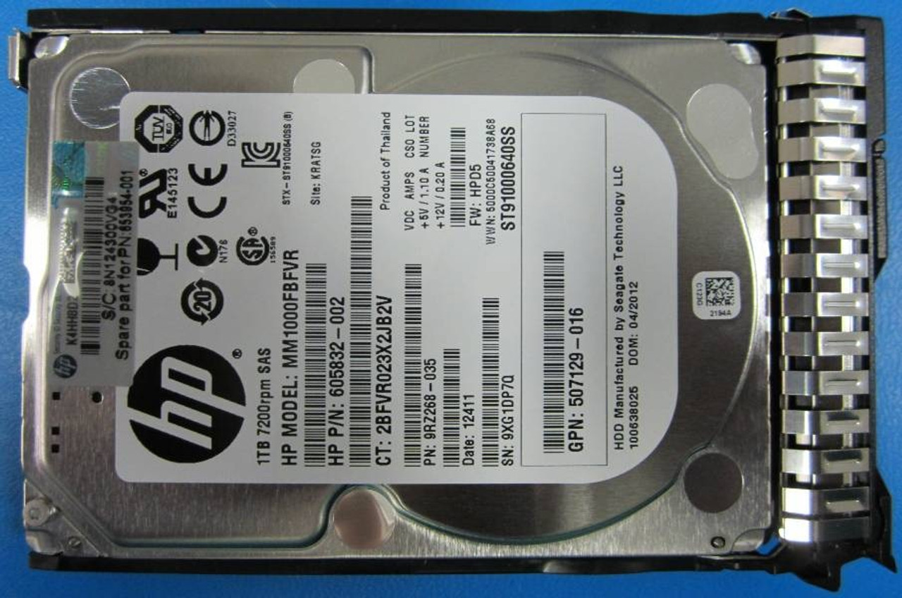 HPE 653954-001 1TB 7200RPM 2.5in SAS-6G SC Midline G8 G9 G10 HDD