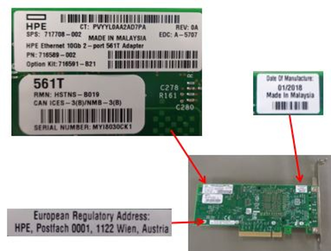 HPE 716591-B21 Ethernet 10Gb Dual Port 561T Network Adapter