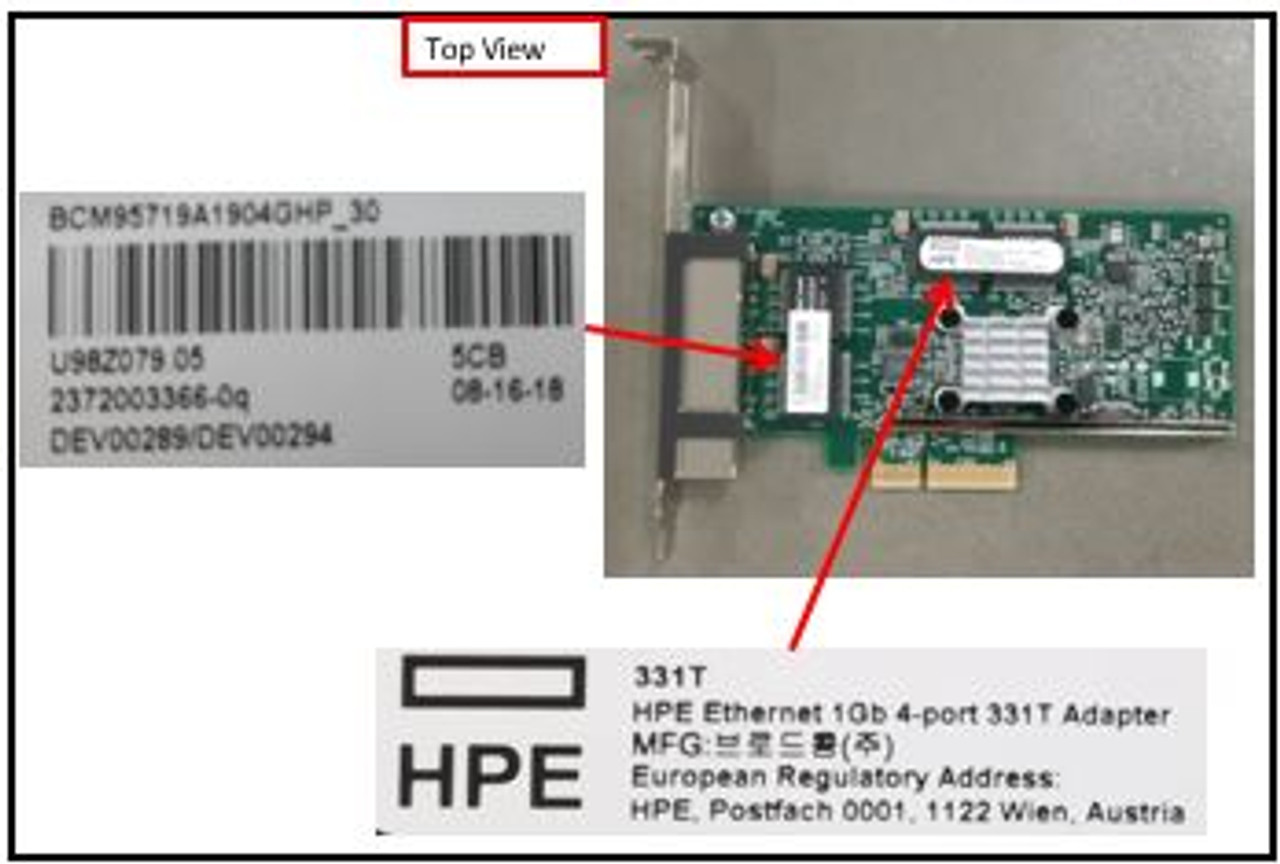 HPE 647594-B21 Ethernet 1Gb 4-Port 331T Adapter for G8 G9 G10 Servers