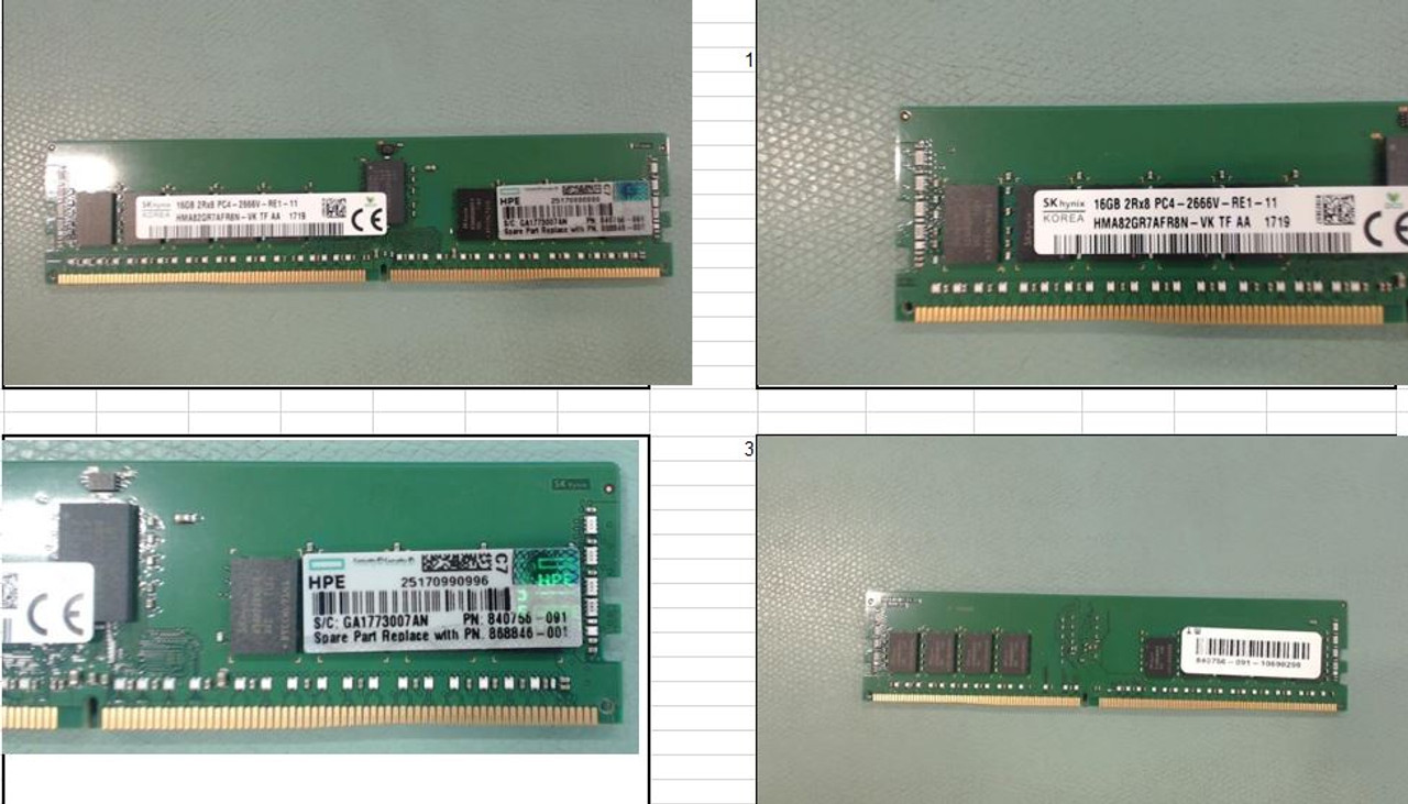 HPE 868846-001 16GB Dual Rank x8 DDR4-2666MHz CL19 ECC Reg Smart Memory