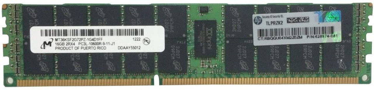 HPE 628974-081 16GB 2Rx4 DDR3-1333 ECC Registered CL9 LP G6