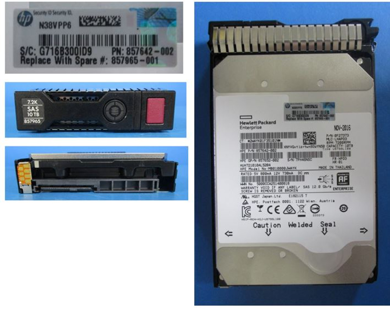 HPE 857644-B21 10TB 7200RPM 3.5in DS SAS-12G SC Midline G9 G10 HDD