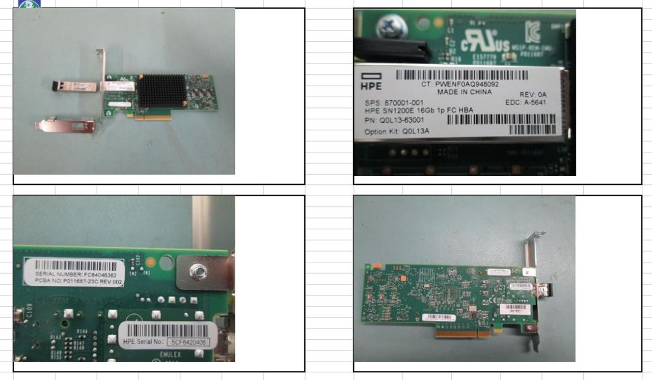 HPE StoreFabric 870001-001 SN1200E 16Gb PCI Single Port FC HBA for G10