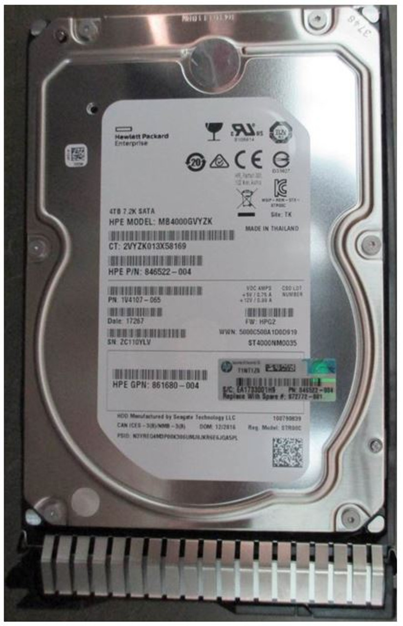 HPE 872772-001 4TB 7200RPM 3.5in DS SATA-6G SC Midline G9 G10 HDD