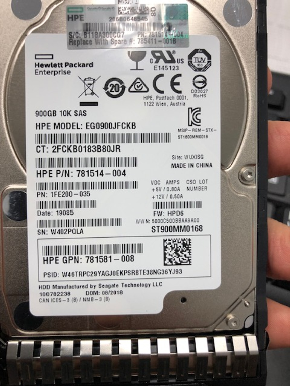 HPE EG0900JEHMB-SC 900GB 10kRPM 2.5in SAS-12G Enterprise G8 G9 HDD