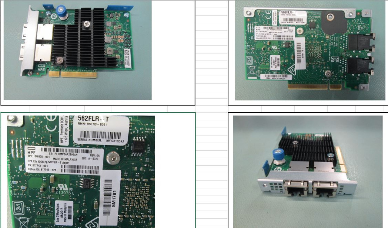 HPE 817745-B21 10GbE 2-Port 562FLR-T Network Adapter for ProLiant