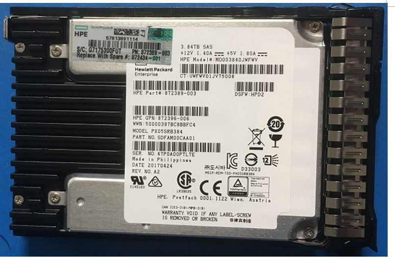 HPE 872389-003-SC 3.84TB 2.5in DS SAS-12G Read Intensive G9 G10