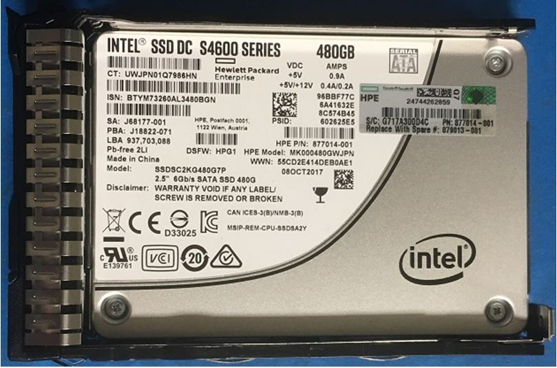 HPE 877776-B21 480GB 2.5in DS SATA-6G SC Mixed Use G9 G10 SSD