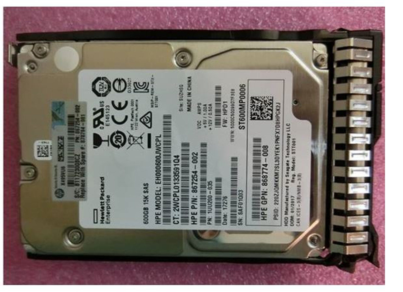 HPE 870757-B21 600GB 15kRPM 2.5in DS SAS-12G SC Enterprise G9 G10