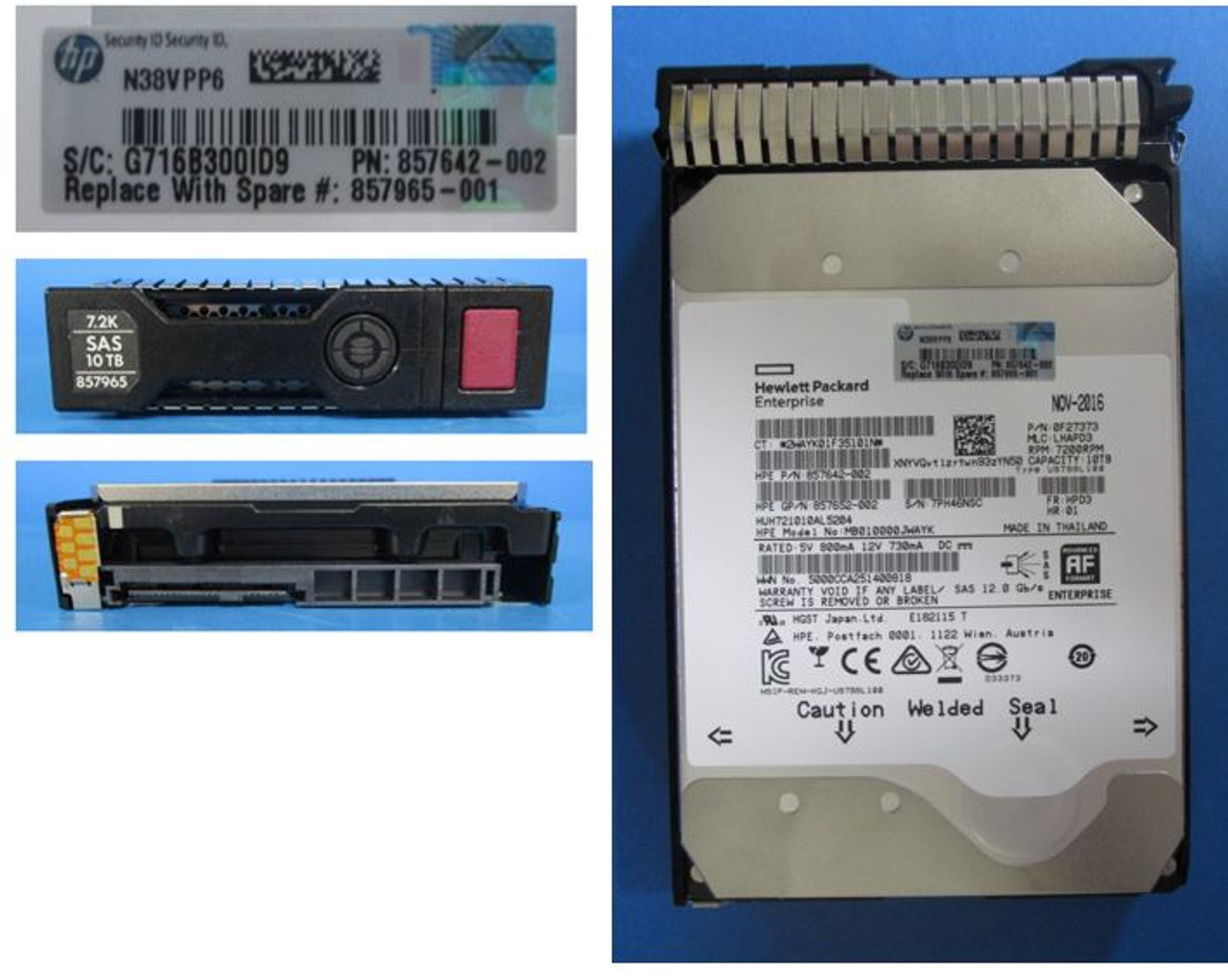 HPE 857652-002 10TB 7200RPM 3.5in DS SAS-12G SC Midline G9 G10 HDD 