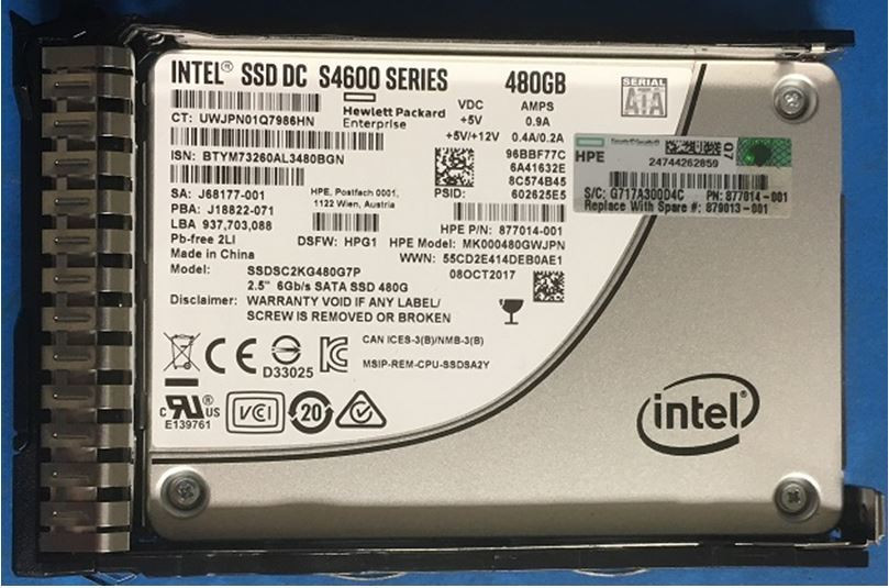 HPE MK000480GWJPN-SC 480GB 2.5in DS SATA-6G Mixed Use G9 G10 SSD
