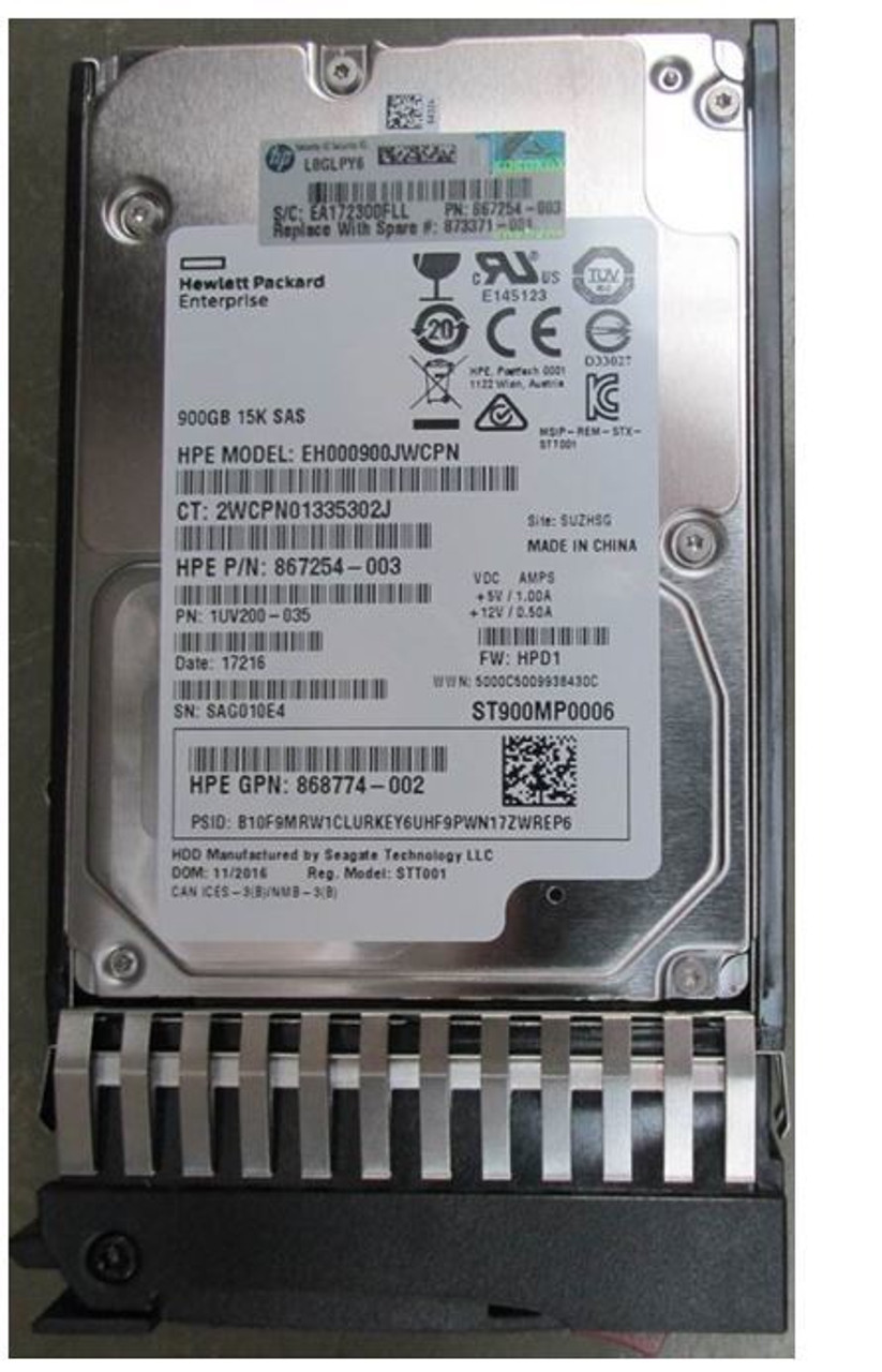 HPE MSA 867254-003 900GB 15kRPM 2.5in SFF SAS-12G Enterprise HDD