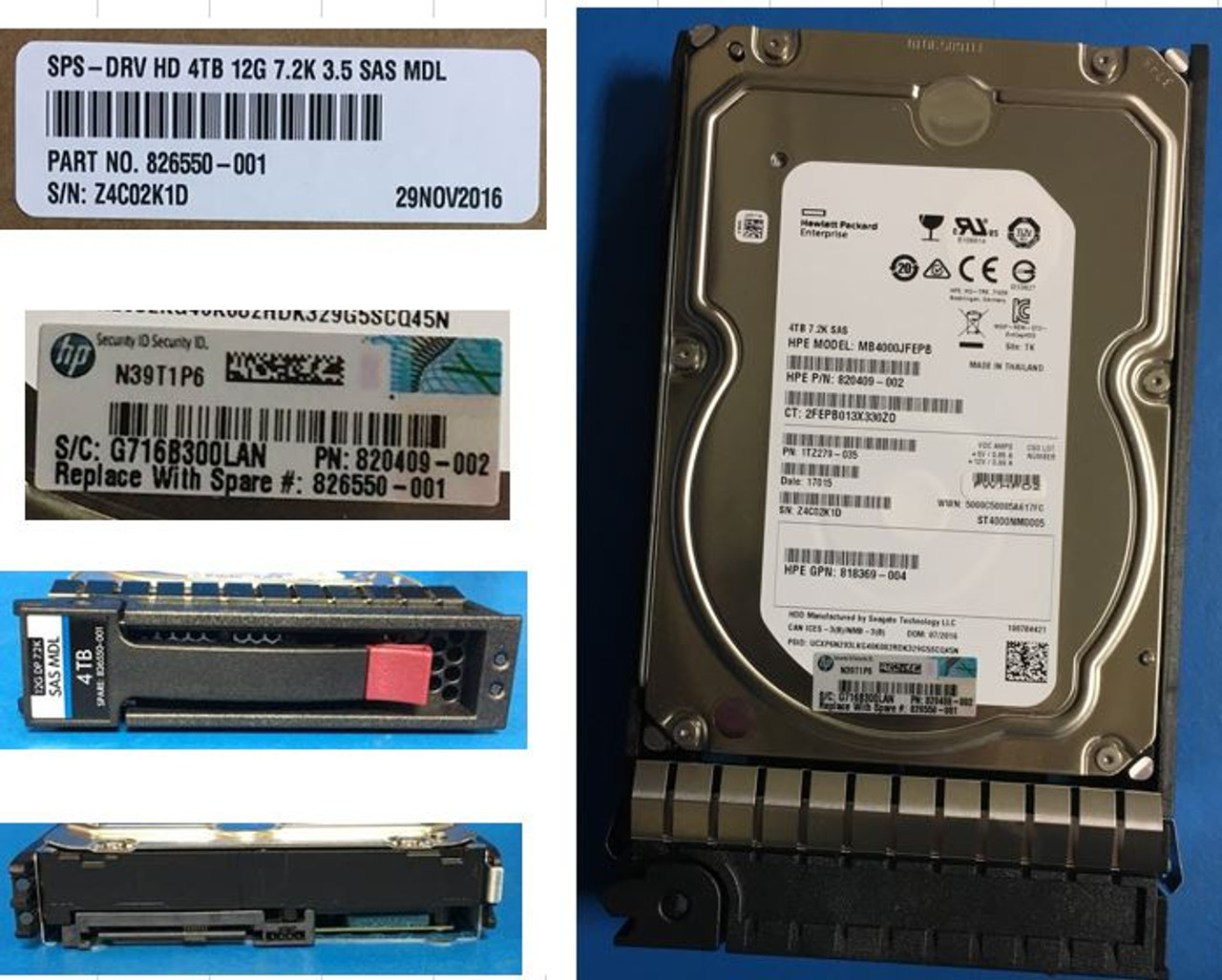 HPE MB4000JVYZQ 4TB 7200RPM 3.5in SAS-12G Midline G4-G7 HDD