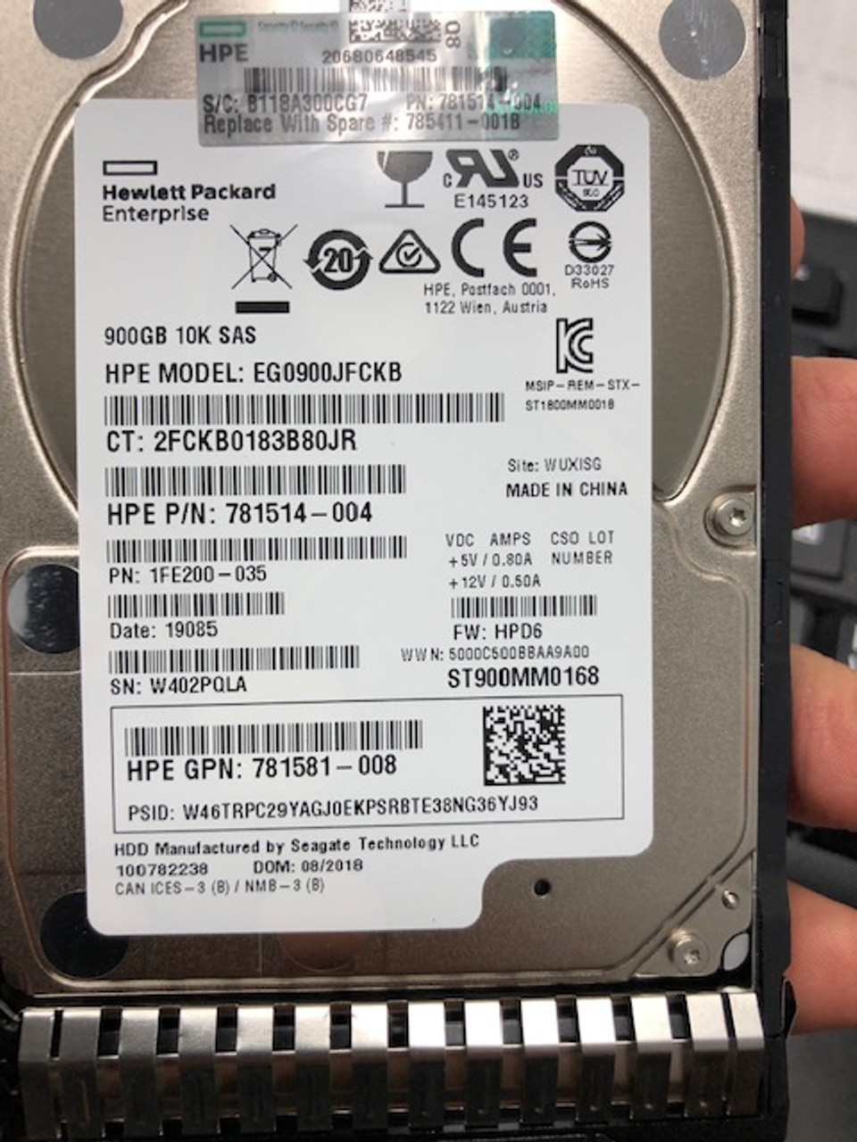 HPE 781514-004-SC 900GB 10kRPM 2.5in SAS-12G Enterprise G8