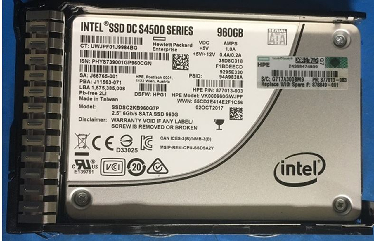 HPE VK000960GWJPF-SC 960GB 2.5in DS SATA-6G Read Intensive G9 G10