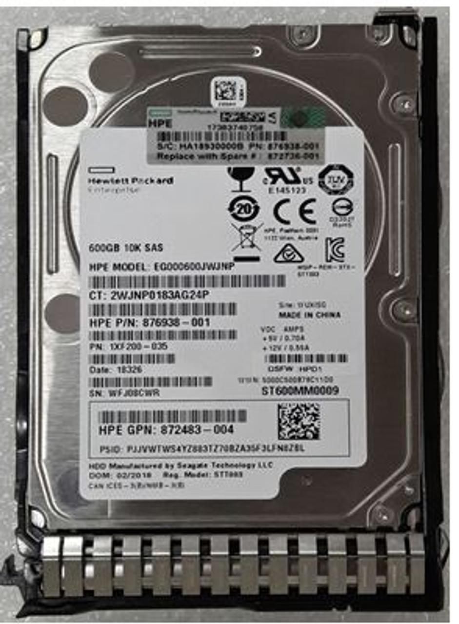 HPE 872477-B21 600GB 10kRPM 2.5in DS SAS-12G SC Enterprise G9 G10