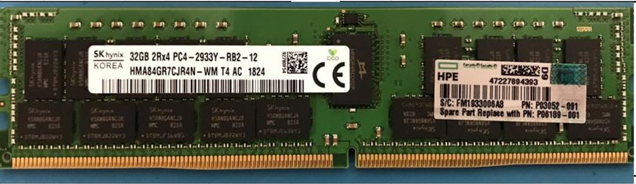 HPE P06189-001 32GB 2Rx4 PC4-2933Y-R CL21 ECC Reg RDIMM Smart