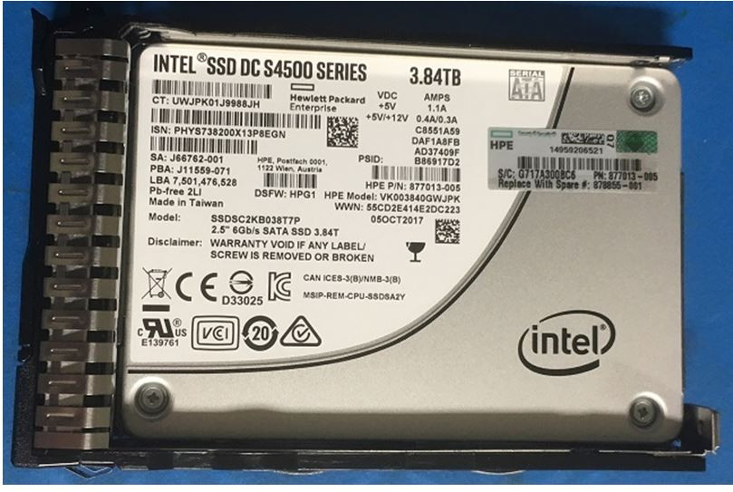 HPE 878855-001 3.84TB 2.5in DS SATA-6G SC Read Intensive G9 G10