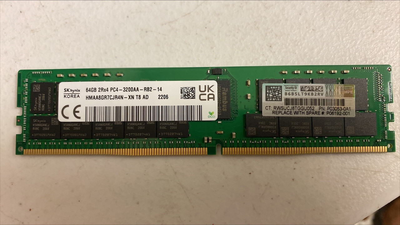 HPE P03053-0A1 64GB 2Rx4 DDR4-2933 CL21 ECC Reg LRDIMM Smart
