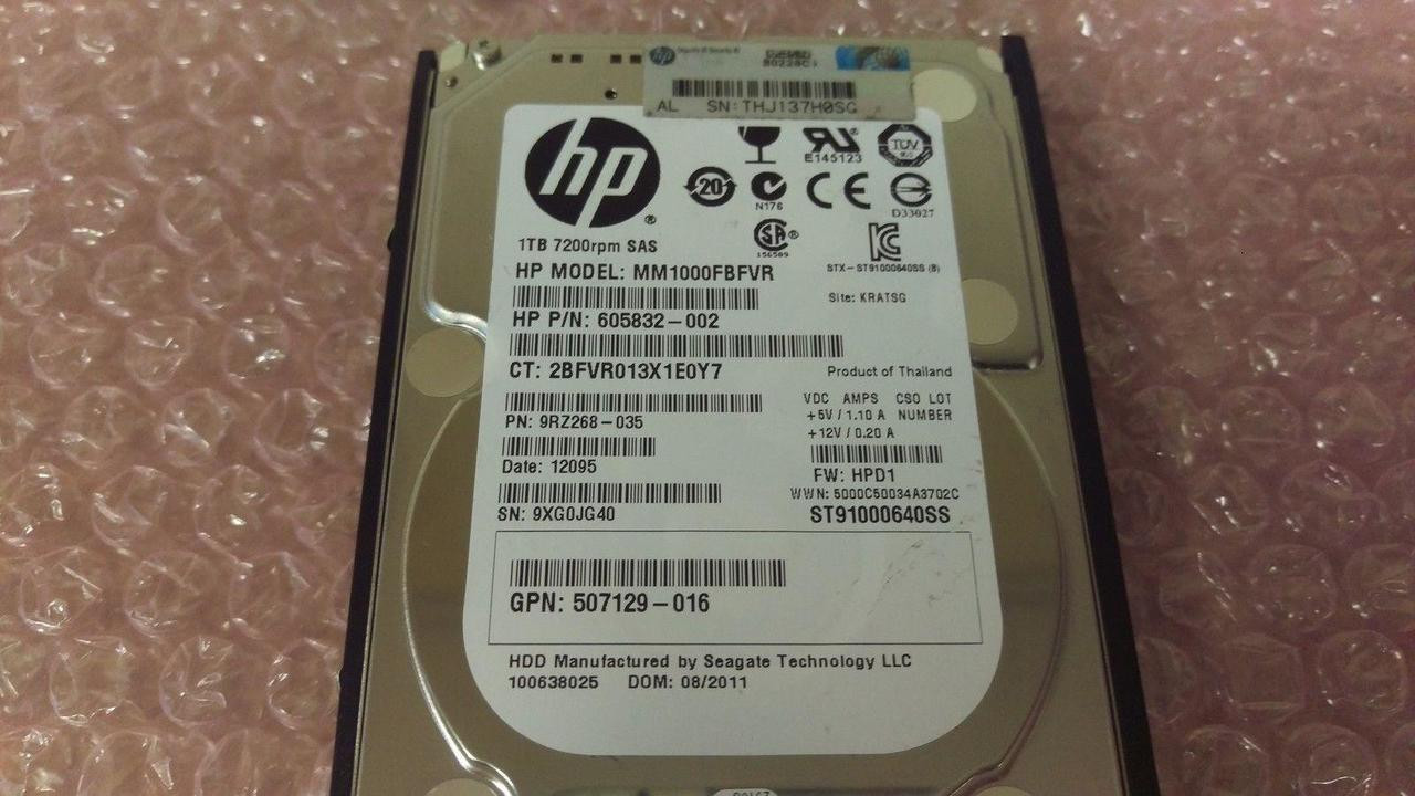 HPE 606020-001 1TB 7.2kRPM 2.5in DP SAS-6G Midline G4-G7 HDD