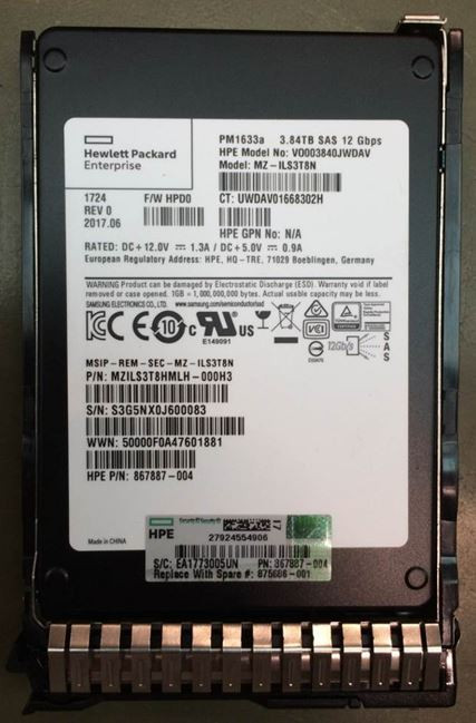 HPE 875330-B21 3.84TB 2.5in DS SAS-12G SC Read Intensive G9 G10