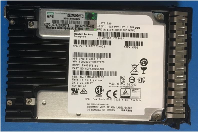 HPE 872509-001 1.6TB 2.5in DS SAS-12G SC Mixed Use G9 G10 SSD