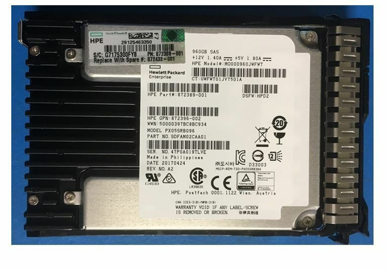 HPE P04174-001-SC 400GB 2.5in DS SAS-12G Mixed Use G8 G9 G10 SSD