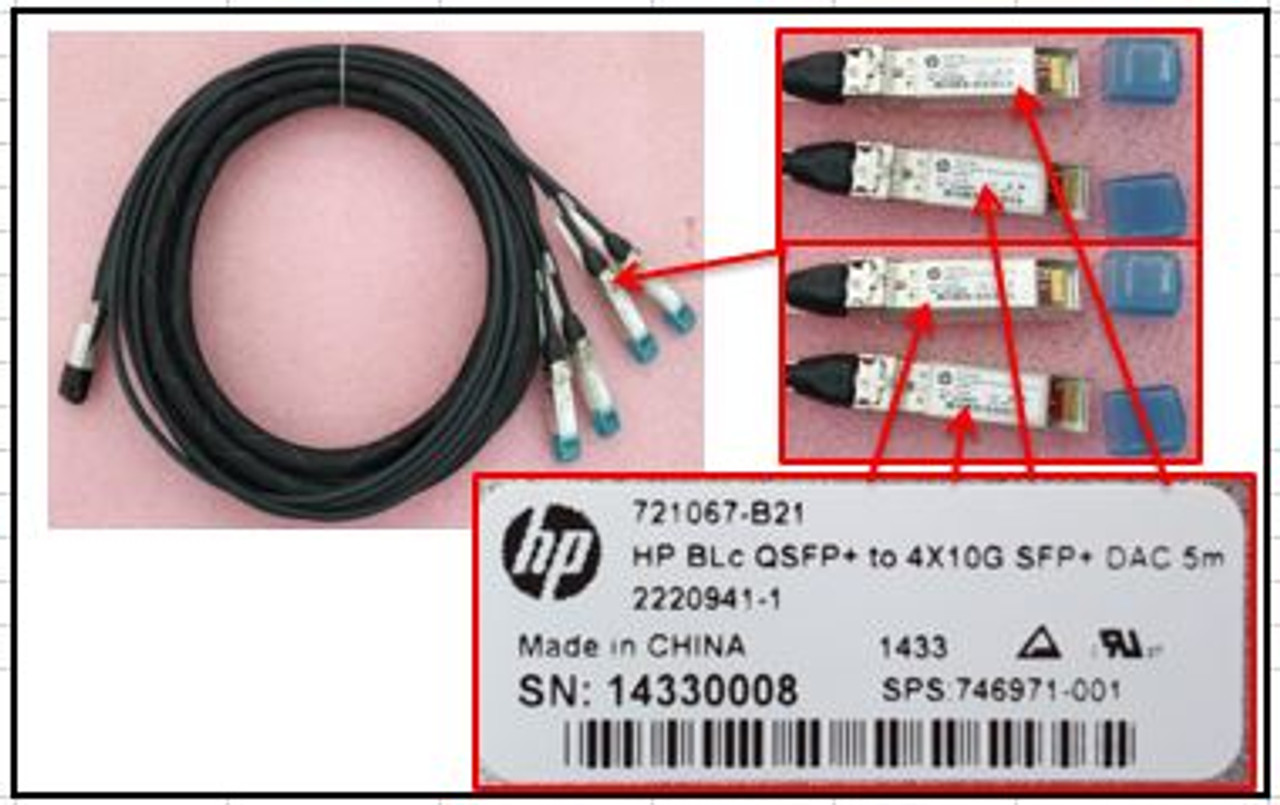 HPE 746971-001 40G QSFP+ 4x10G 5M Direct Attach Copper Splitter