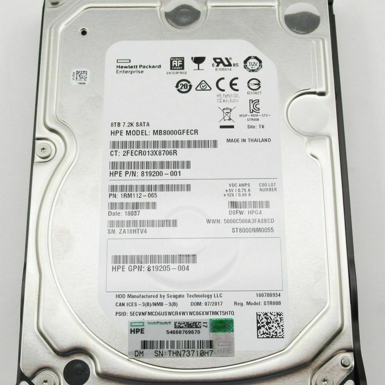 HPE 834028-B21 8TB 7200RPM 3.5in DS SATA-6G LP Midline G9 G10 HDD