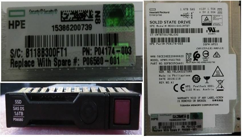 HPE P04174-003-SC 1.6TB 2.5in DS SAS 12G Mixed Use G9 G10 SSD