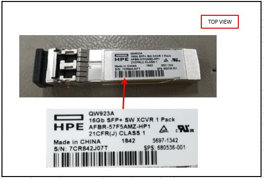 HPE 680536-001 16Gb Fibre Channel Short Wave SFP+ Transceiver