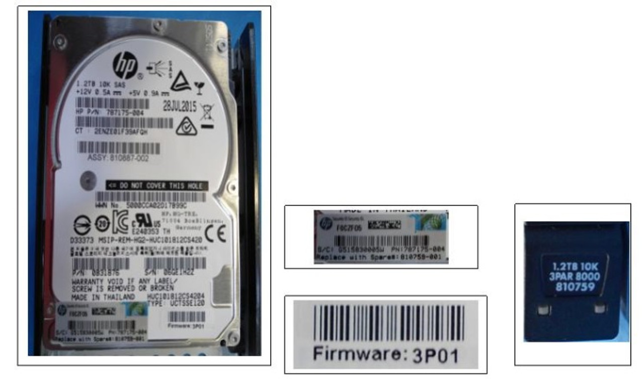 HPE StoreServ 8000 810759-001 1.2TB 10kRPM 2.5in SAS-12G 3PAR HDD