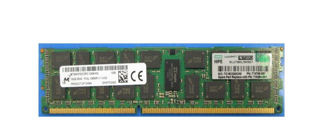 HPE 713756-081 16GB Dual Rank x4 PC3L-12800R Low Voltage Memory