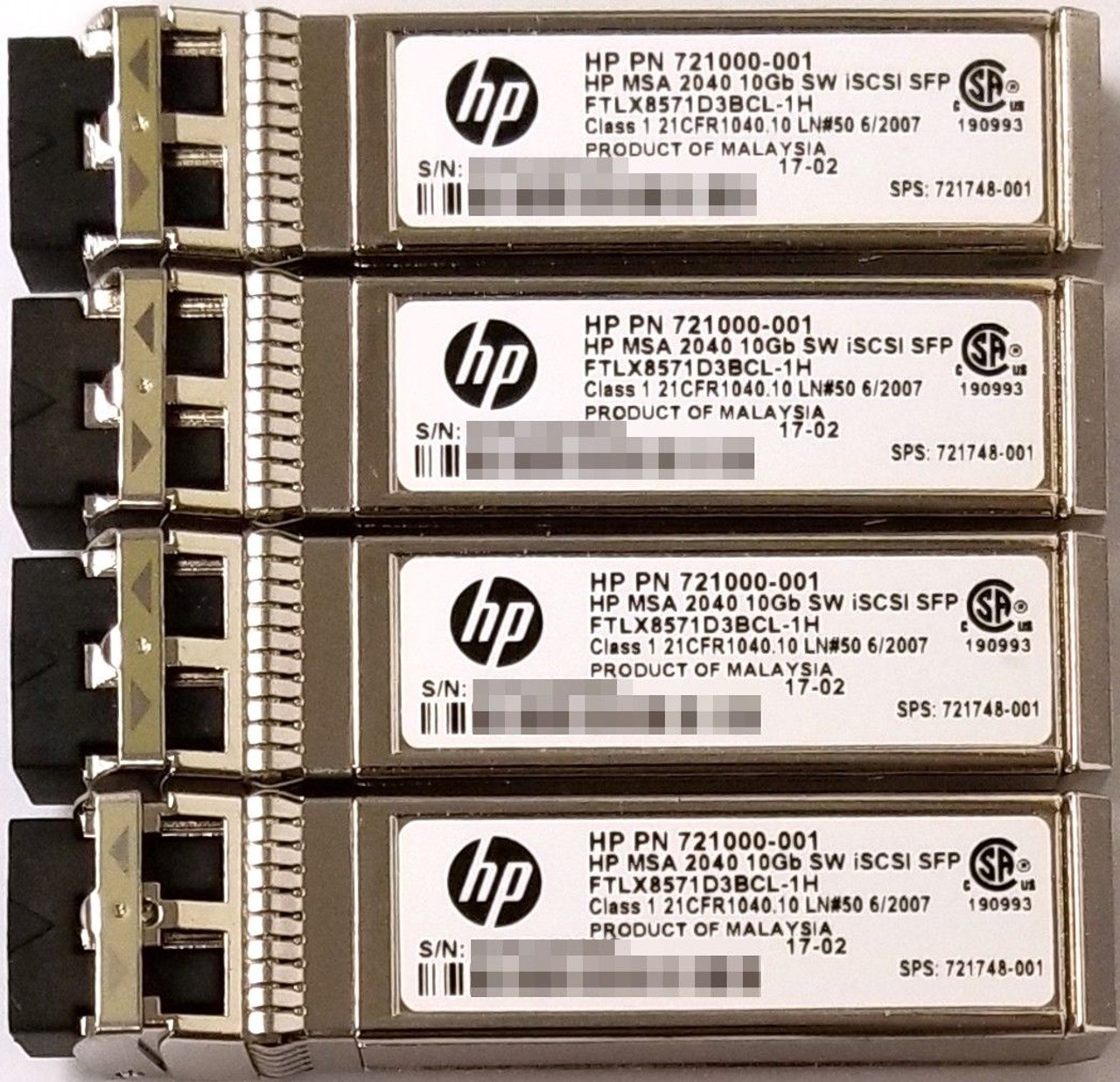 HPE MSA C8R25A 10Gb Short Wave iSCSI SFP+ 4-Pack Transceiver