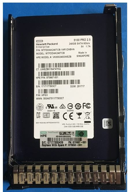 HPE 875503-B21 240GB 2.5in DS SATA-6G SC Read Intensive G9 G10 SSD
