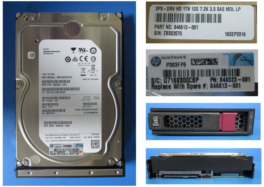 HPE 846523-001-LP 1TB 7200RPM 3.5in DS SAS-12G Midline G9 G10 HDD