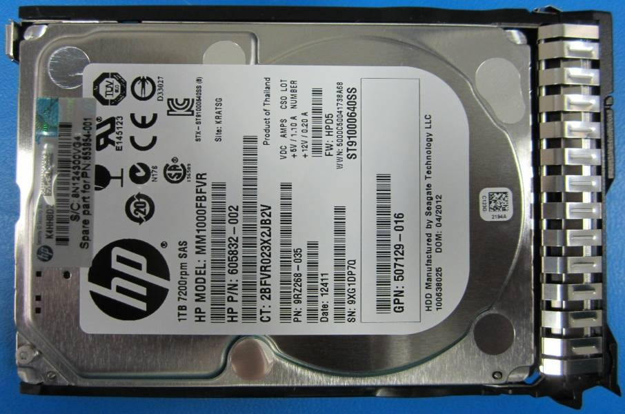 HPE 507129-016-SC 1TB 7200RPM 2.5in SAS-6G Midline G8 G9 G10 HDD