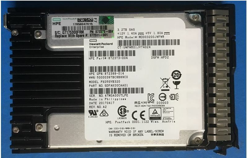 HPE 872386-B21 3.2TB 2.5in DS SAS-12G SC Mixed Use G9 G10 SSD