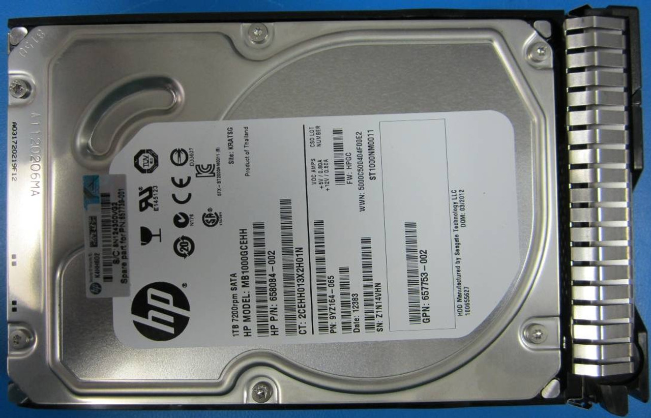 HPE 657753-002 1TB 7200RPM 3.5in SATA-6G SC Midline G8 G9 HDD