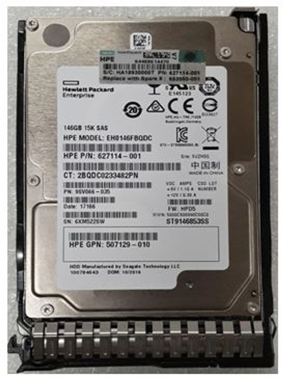 HPE 652625-001-SC 146GB 15kRPM 2.5in SAS-6G Enterprise G8 G9 HDD