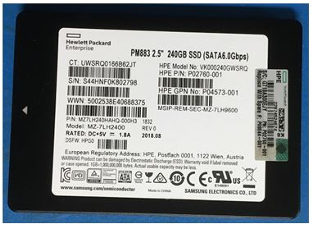 HPE P09685-X21 240GB 2.5in DS SATA-6G Read Intensive G9 G10 SSD