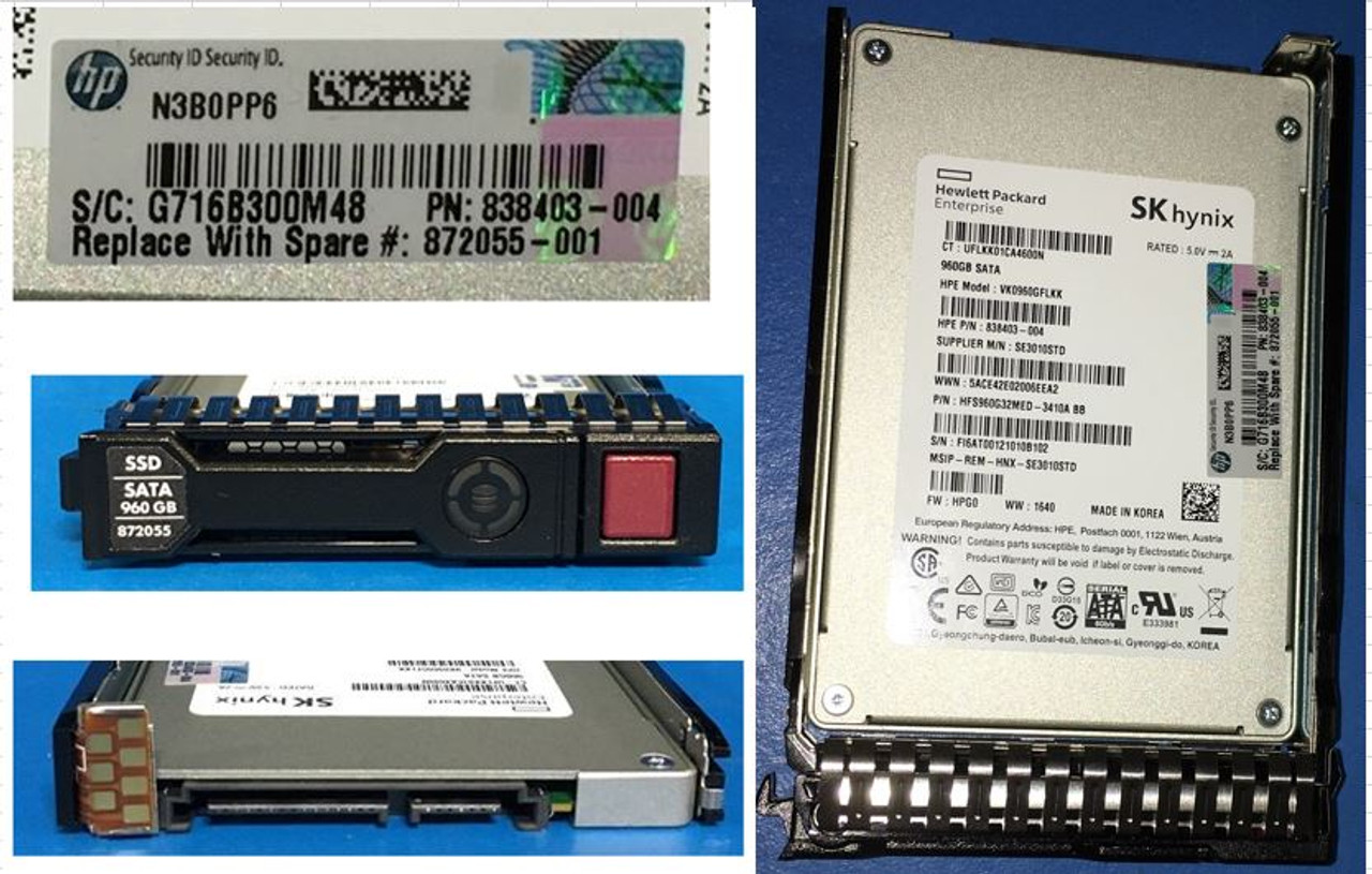 HPE VK0960GFLKK-SC 960GB 2.5in SATA-6G Read Intensive G8 G9 SSD 