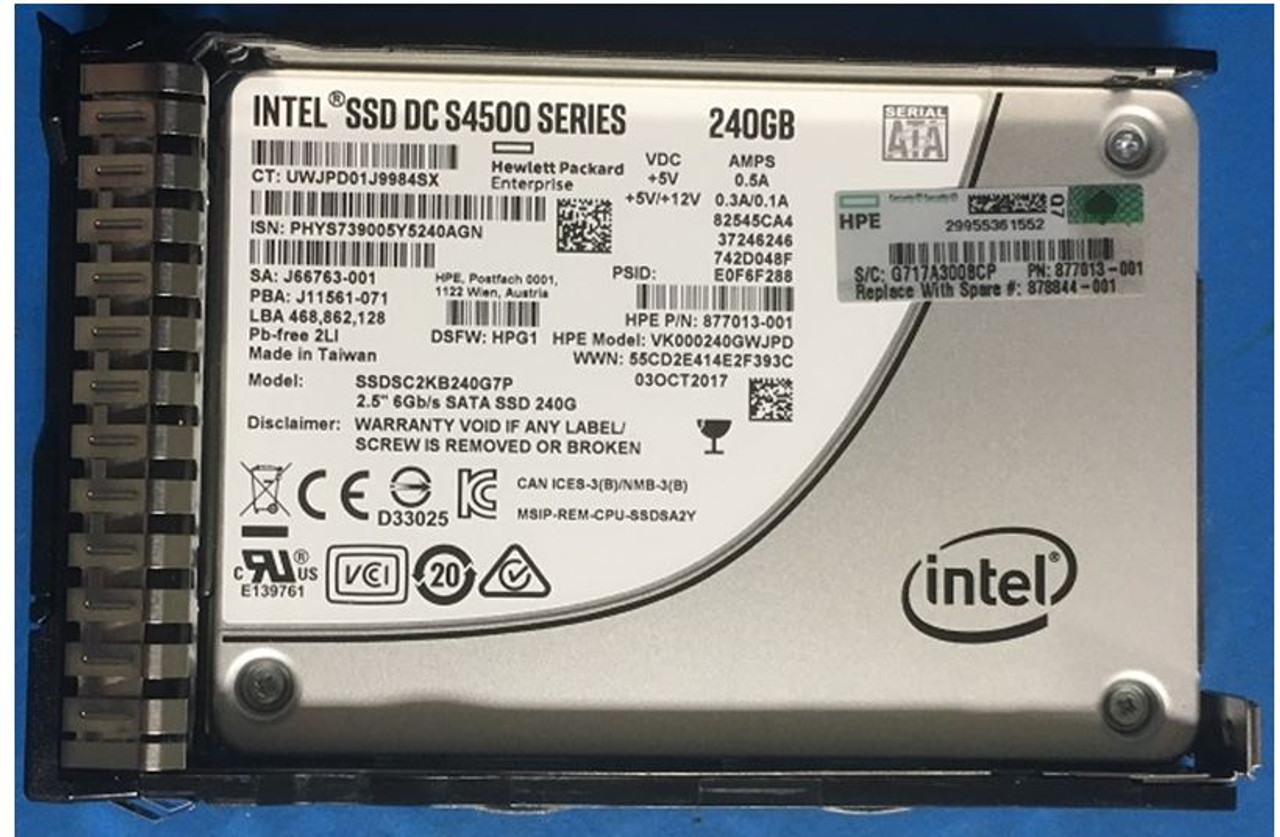 HPE VK000240GWJPD-SC 240GB 2.5in DS SATA-6G Read Intensive G9 G10